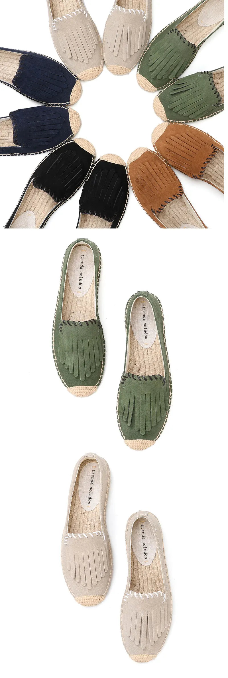 Natural Suede Espadrilles With Fringe