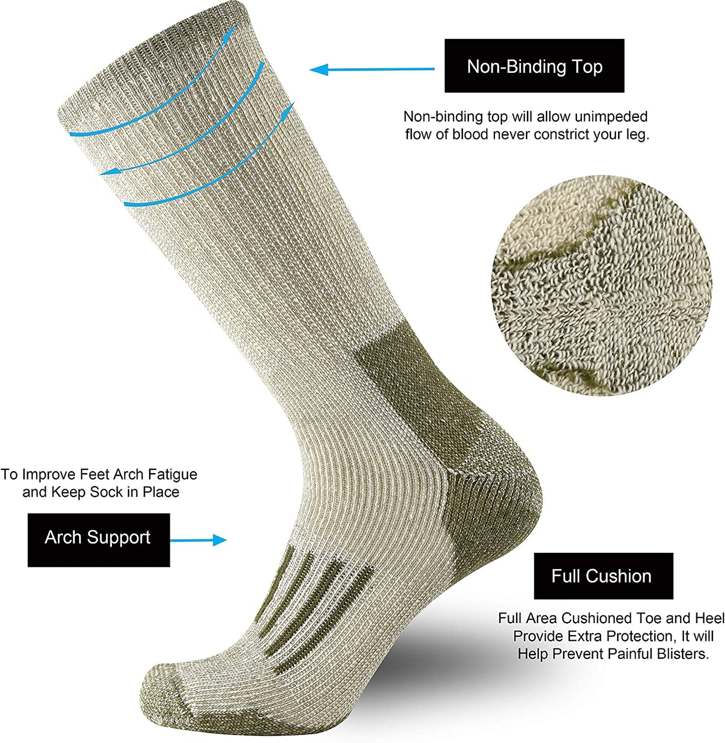 Hiking Socks 80% Merino Wool For Men and Women