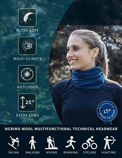 Neck Gaiter 100% Merino Wool For Men and Women