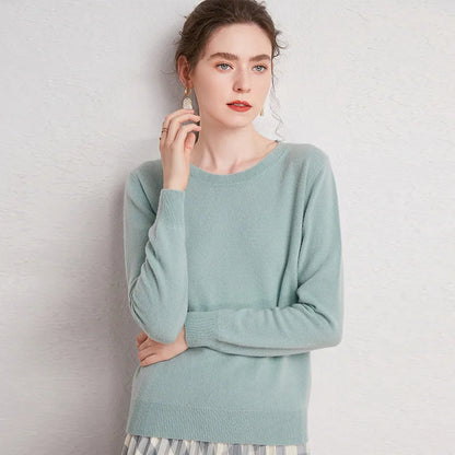 Women's 100% Merino Wool Sweater O-Neck