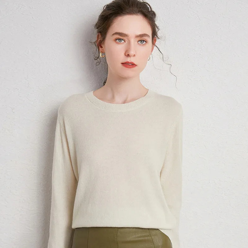 Women's 100% Merino Wool Sweater O-Neck