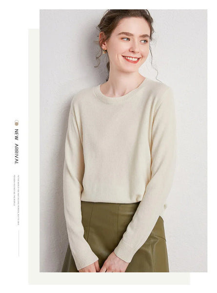 Women's 100% Merino Wool Sweater O-Neck 40% off when add to cart!