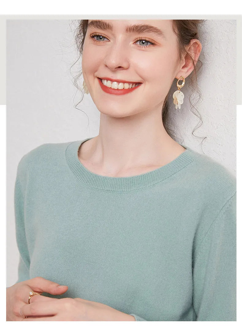 Women's 100% Merino Wool Sweater O-Neck