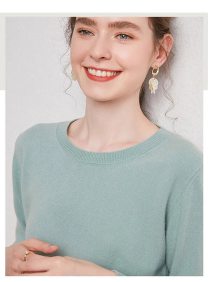 Women's 100% Merino Wool Sweater O-Neck