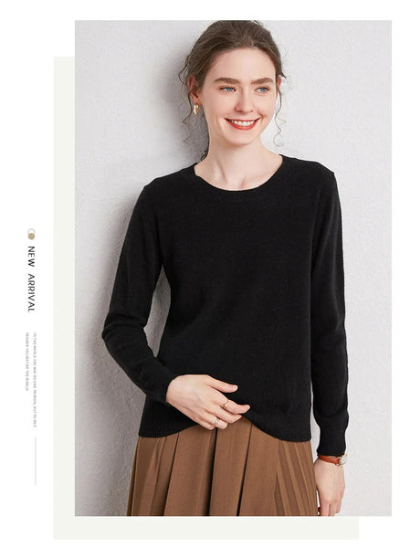 Women's 100% Merino Wool Sweater O-Neck 40% off when add to cart!