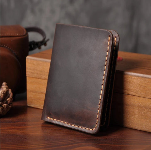 Handmade Vintage Crazy horse Genuine Leather Men's Wallet BOGOFREE