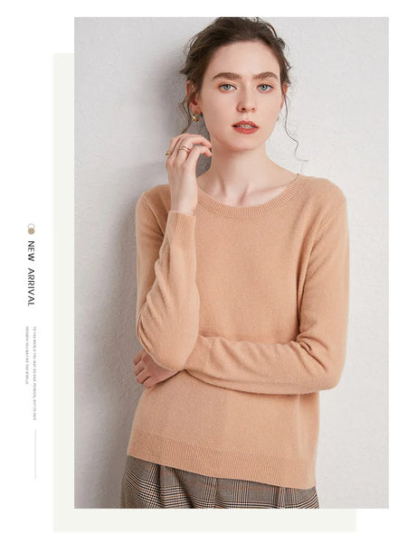 Women's 100% Merino Wool Sweater O-Neck 40% off when add to cart!