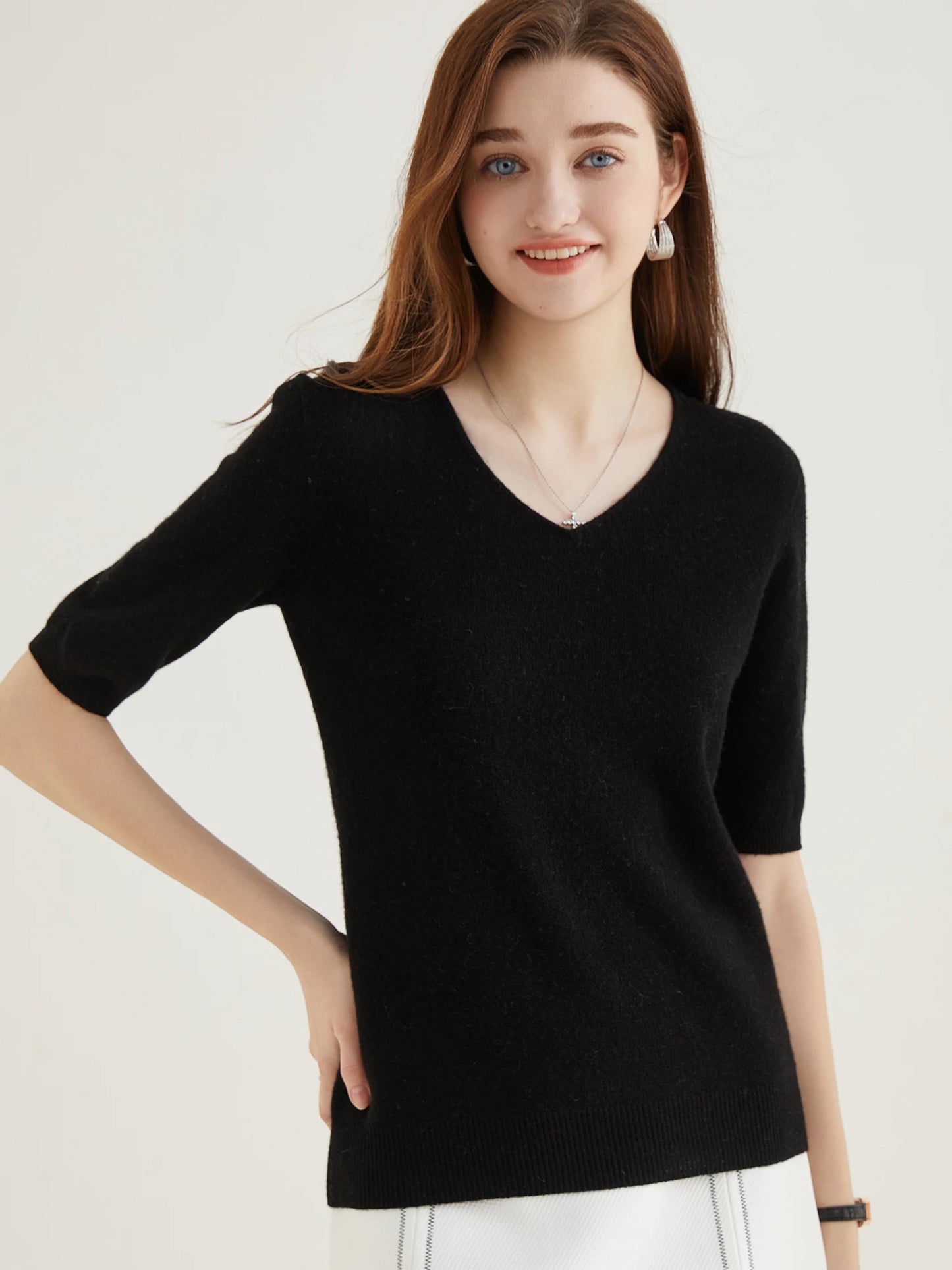 Women's 100% Merino Wool Sweater V-neck
