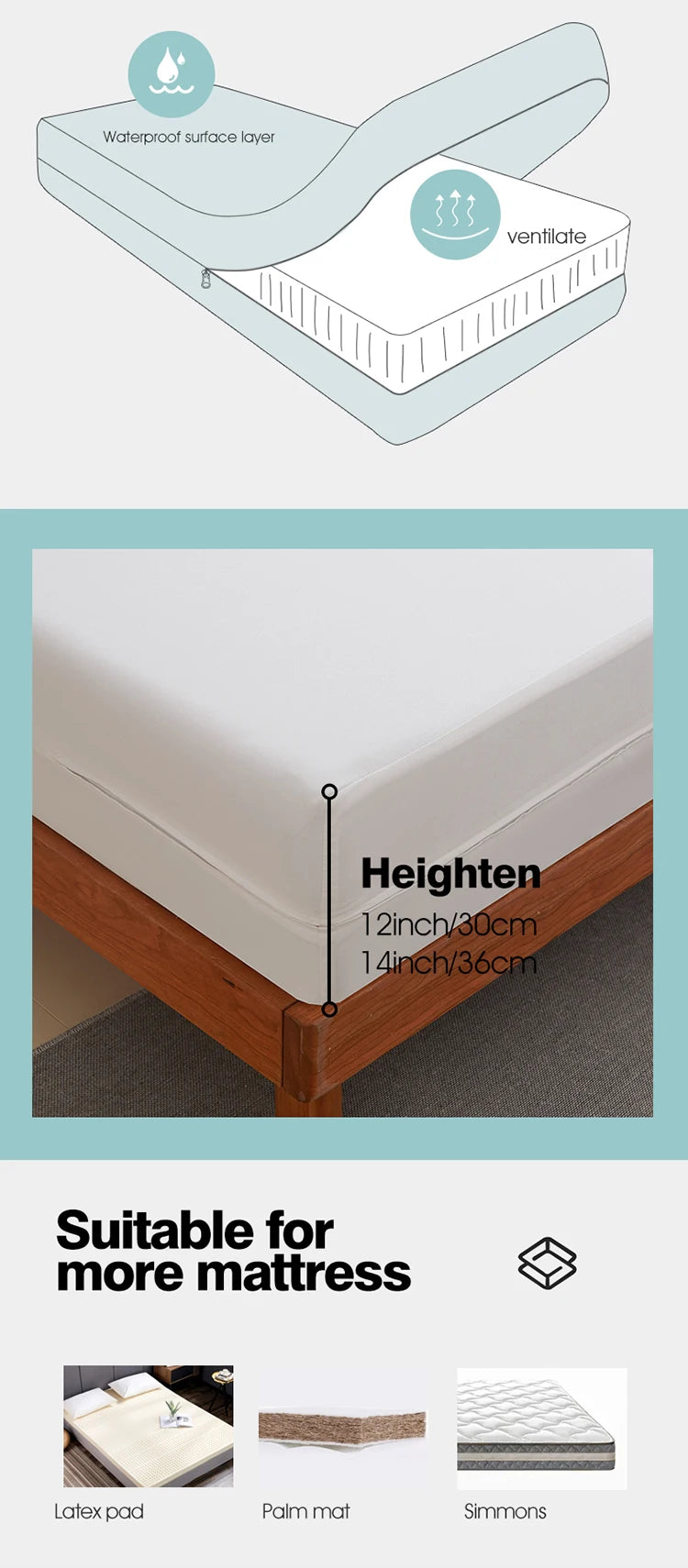 Waterproof Mattress Protector with Zipper