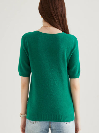 Women's 100% Merino Wool Sweater V-neck