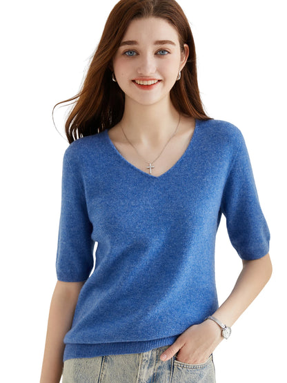 Women's 100% Merino Wool Sweater V-neck