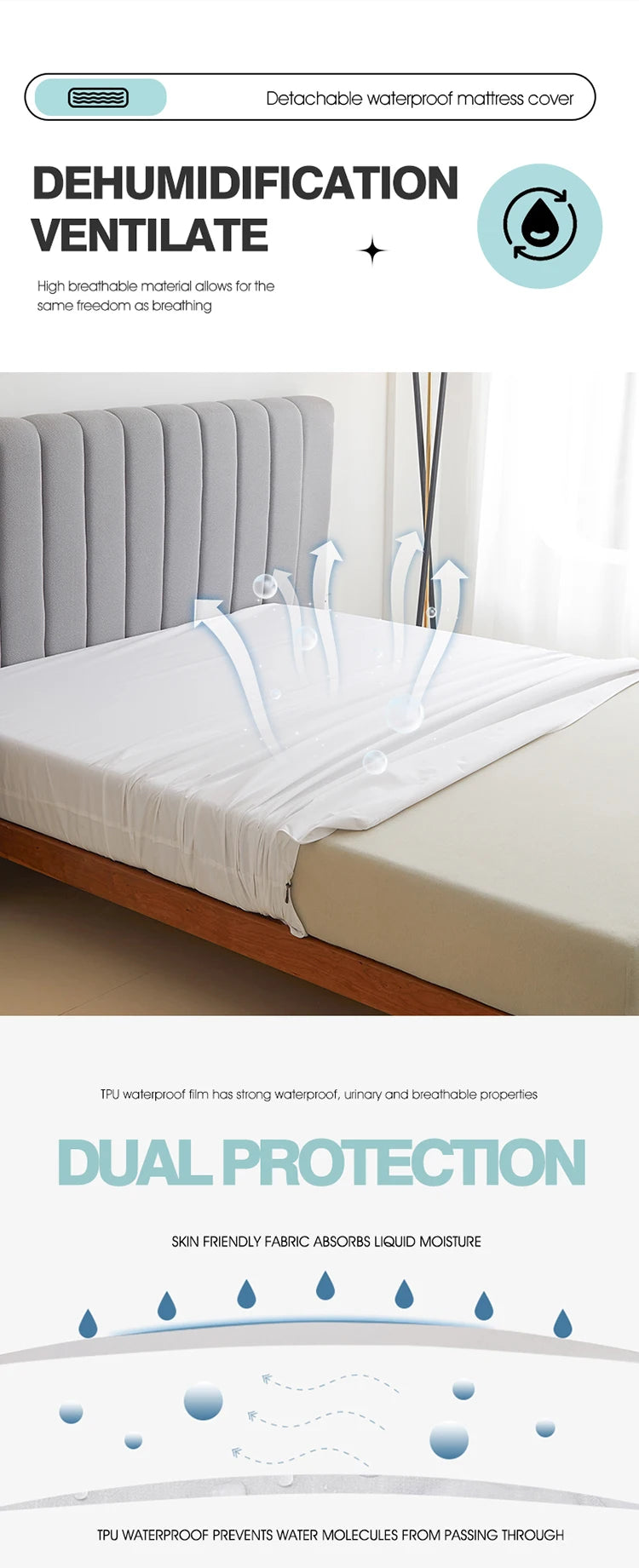 Waterproof Mattress Protector with Zipper