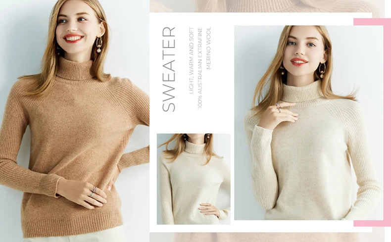 Cashmere Women's Knitted 100% Merino Wool Sweater